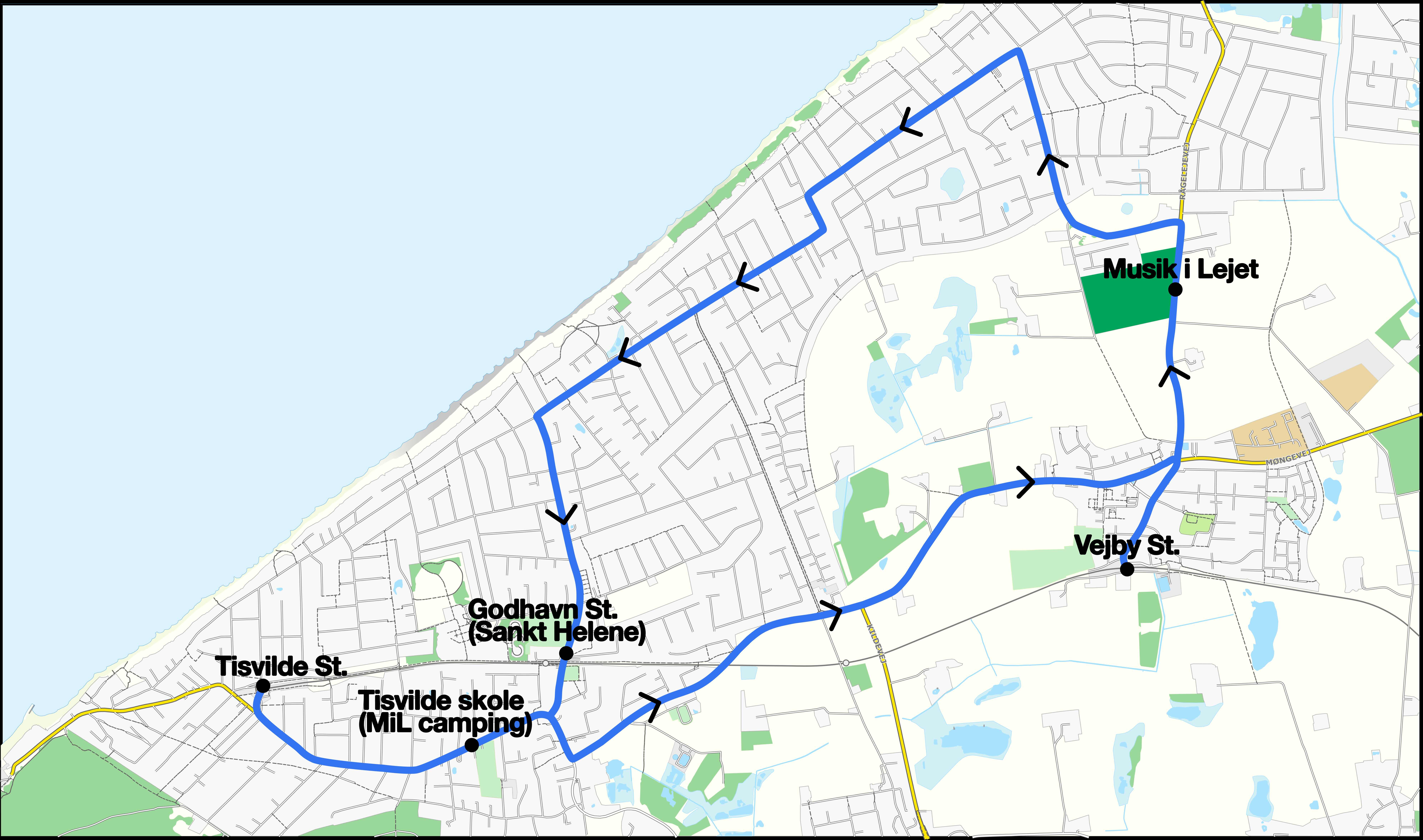 **Rute fra kl. 13.00-20.00**