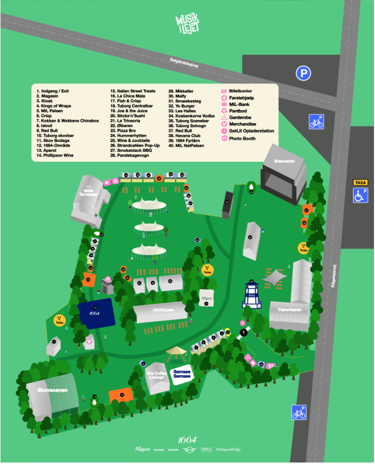 Kort over festivalpladsen